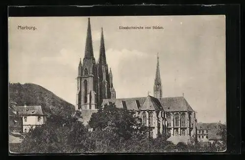 AK Marburg, Elisabethkirche von Süden