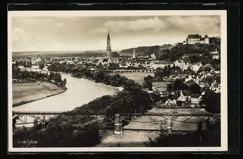 AK Landshut, Totalansicht mit Isar