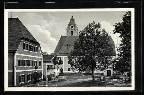 AK Neubeuern, Ortspartie mit Kirche