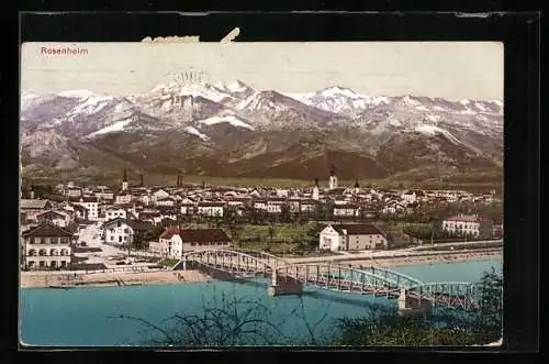 AK Rosenheim / Obb., Ortsansicht gegen die Berge