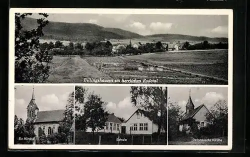 AK Billingshausen / Bovenden, Rodetal, Ev. Kirche, Schule, Reformierte Kirche