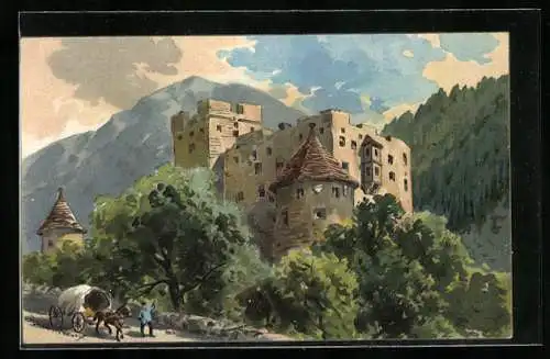 Künstler-AK Gottlob Theuerkauf: Burg in den Bergen