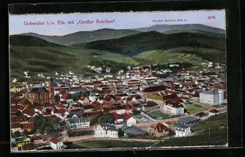 AK Gebweiler i. Els., Ortsansicht mit Kirche und Grosser Beichen