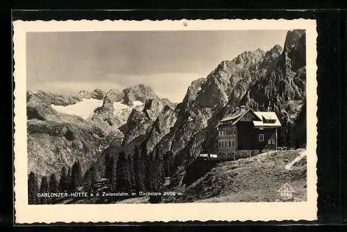 AK Gablonzer-Hütte auf der Zwieselalm mit Dachstein