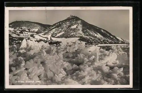 AK Wien, Eisstoss auf dem Fluss gegen die Berge, 1940