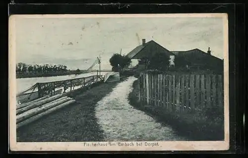 AK Embach bei Dorpat, Ein Fischerhaus am Fluss