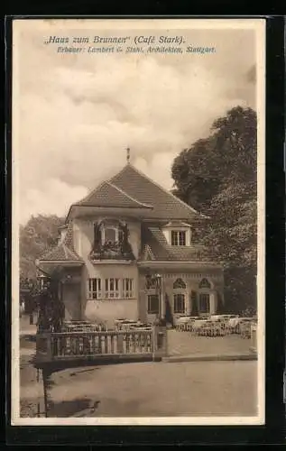 AK Stuttgart, Bauaustellung 1908, Haus zum Brunnen (Cafe Stark)