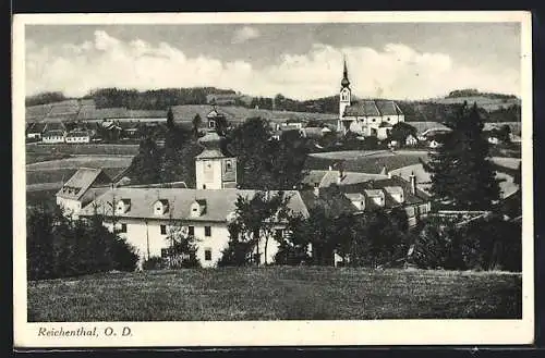 AK Reichenthal, Ortsansicht mit Kirche aus der Vogelschau