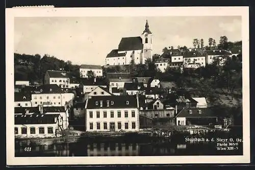 AK Steinbach a. d. Steyr, Ortsansicht mit Kirche