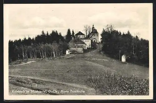 AK Rohrbach /Mühlviertel, Maria Trostkirche mit Umgebung und Zugangsweg