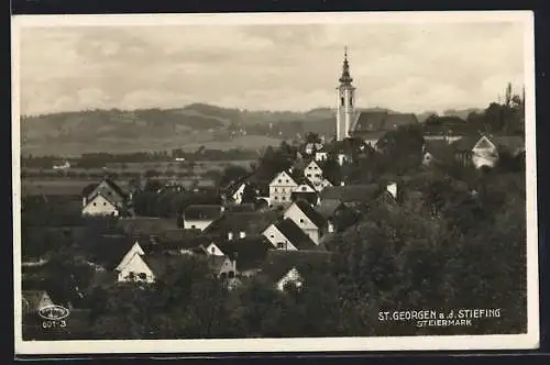 AK St. Georgen a. d. Stiefing, Ortsansicht aus der Vogelschau