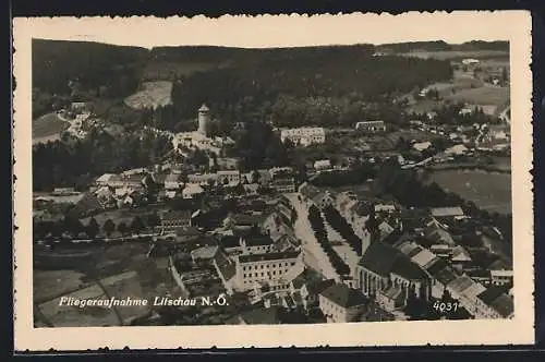 AK Litschau, Teilansicht mit Schloss, Fliegeraufnahme