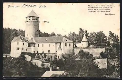 AK Litschau, Schloss, Gedicht