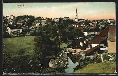 AK Gmünd /N.-Oe., Teilansicht mit Kirche 1907