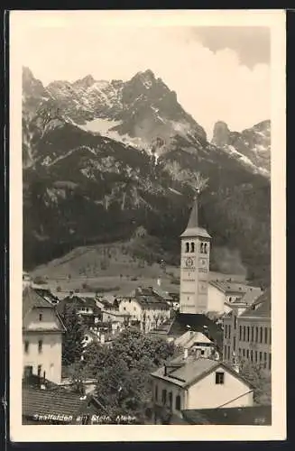 AK Saalfelden am Stein. Meer, Ortsansicht mit Glockenturm