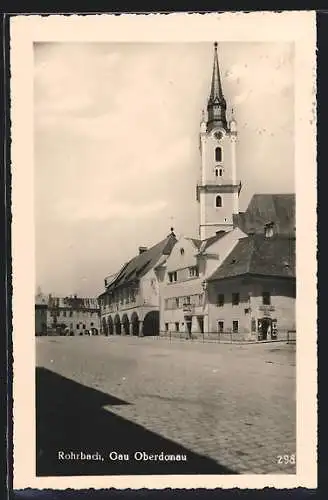 AK Rohrbach, Gau Oberdonau, Strassenpartie mit Kirche