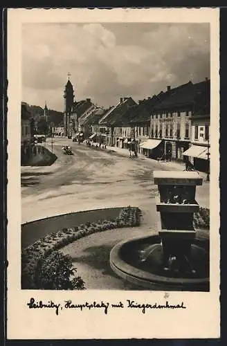 AK Leibnitz, Hauptplatz mit Kriegerdenkmal