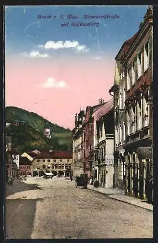 AK Bruck / Mur, Bismarckstrasse mit Schlossberg