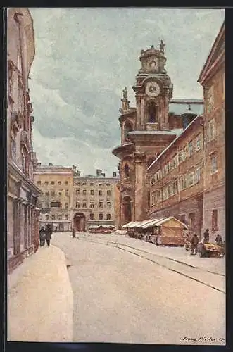Künstler-AK Salzburg, Kollegienkirche im Winter