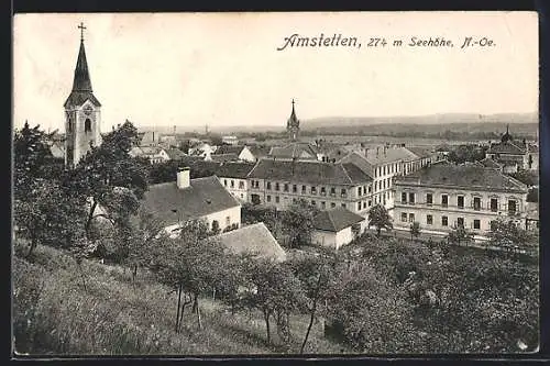 AK Amstetten, Blick in den Ort mit Kirche