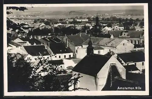 AK Amstetten, Ortsansicht mit Schwarzem Uhrturm