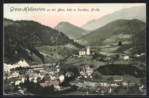 AK Gross-Hollenstein an der Ybbs, Ortsansicht aus der Vogelschau