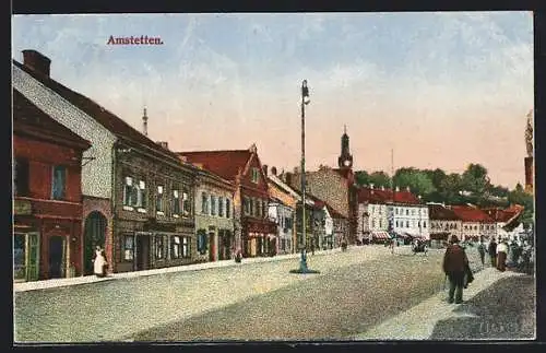 AK Amstetten, Strassenpartie mit Geschäften