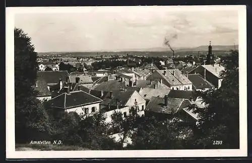 AK Amstetten, Ortsansicht mit dampfendem Schornstein