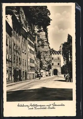 AK Salzburg, Gstättengasse mit Klausentor und Humboldt-Bastei