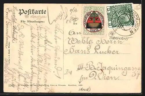 AK Markt Werfen, Strassenpartie mit Burg im Hintergrund