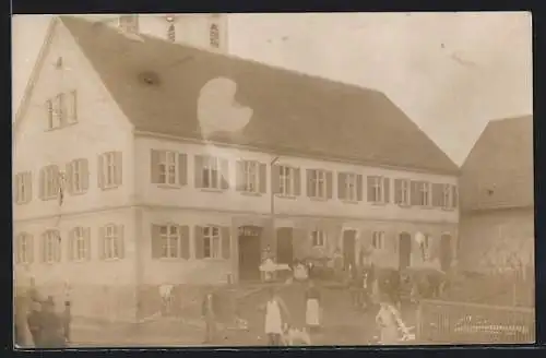 Foto-AK Jettingen, Wohnhaus gegenüber Metzgerei Feuchtmayr ca. 1910