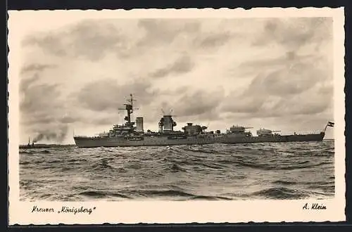 AK Kreuzer Königsberg in Fahrt