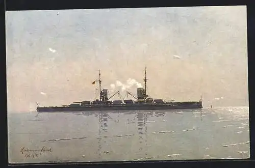 Künstler-AK S. M. S. Kaiserin in ruhiger See