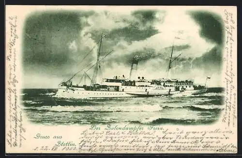 AK Salondampfer Freia in Fahrt