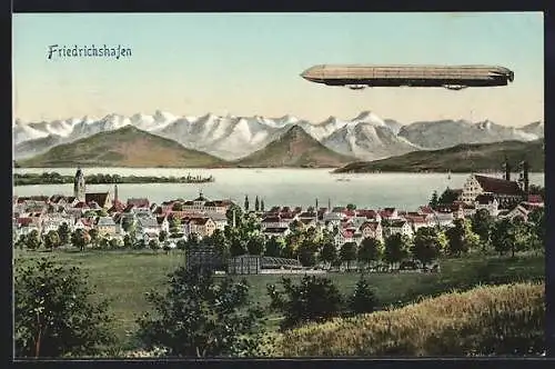 AK Zeppelin über Friedrichshafen