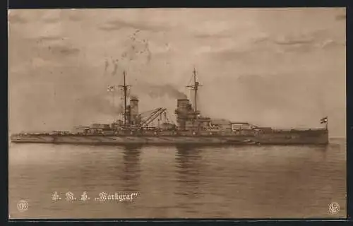 AK Kriegsschiff S.M.S. Markgraf auf hoher See