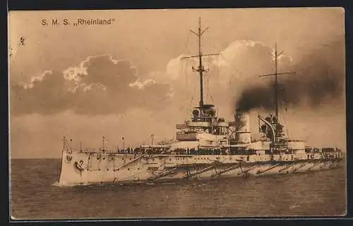 AK S. M. S. Rheinland in Fahrt