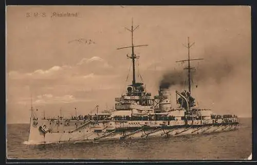 AK S. M. S. Rheinland in Fahrt