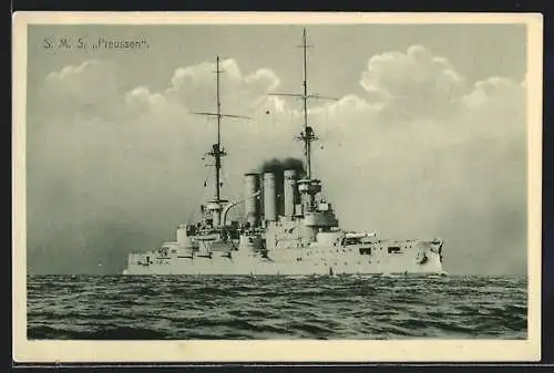 AK S. M. S. Preussen in Fahrt