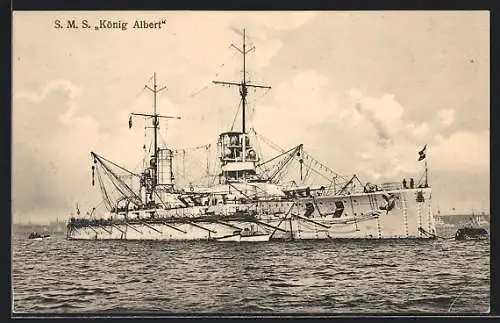 AK Kriegsschiff S.M.S. König Albert auf dem Wasser