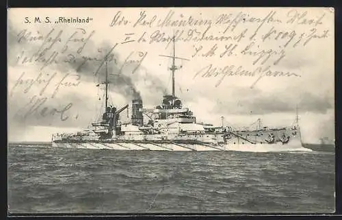 AK S. M. S. Rheinland in Fahrt