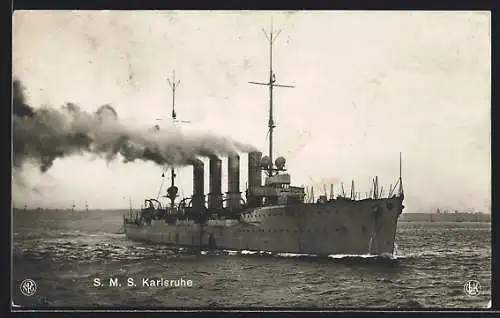 AK S. M. S. Karlsruhe in Fahrt