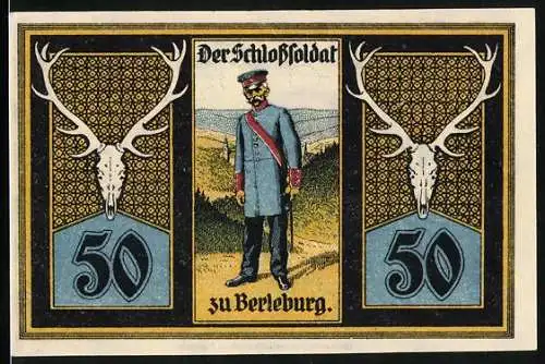 Notgeld Berleburg 1921, 50 Pfennig, Schlosssoldat in Uniform