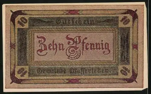 Notgeld Wasserleben, 10 Pfennig, Kriegerdenkmäler, Bauer mit Heuwagen