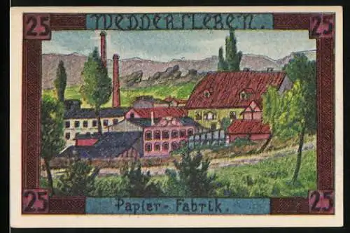 Notgeld Weddersleben 1921, 25 Pfennig, Papier-Fabrik
