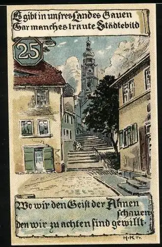 Notgeld Buttstädt, 25 Pfennig, Ortspartie, Stadtwappen