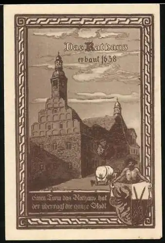 Notgeld Allstedt 1921, 50 Pfennig, Rathaus, Konrad III. und Friedrich I.