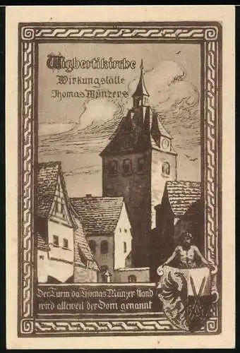 Notgeld Allstedt 1921, 50 Pfennig, Wigbertikirche, Stadtwappen, Heinrich IV