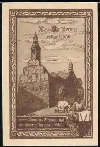 Notgeld Allstedt 1921, 50 Pfennig, Rathaus, Stadtwappen, Friedrich I.