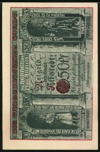 Notgeld Allstedt 1921, 50 Pfennig, Rolsnetor, Stadtwappen